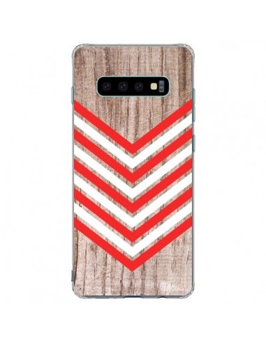 Coque Samsung S10 Plus Tribal Aztèque Bois Wood Flèche Rouge Blanc - Laetitia