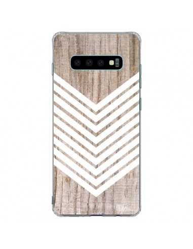 Coque Samsung S10 Plus Tribal Aztèque Bois Wood Flèche Blanc - Laetitia