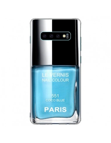 Coque Samsung S10 Plus Vernis Paris Coco Blue Bleu - Laetitia