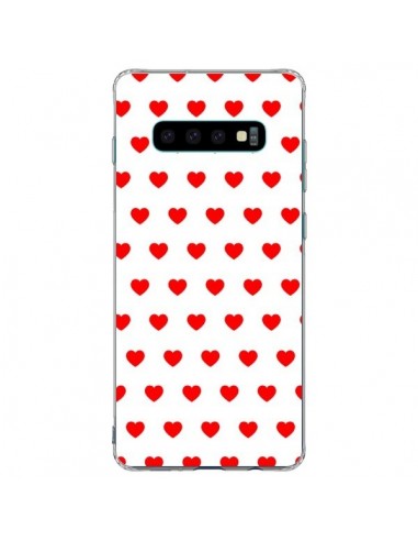 Coque Samsung S10 Plus Coeurs Rouges Fond Blanc - Laetitia