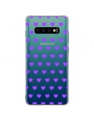 Coque Samsung S10 Plus Coeur Heart Love Amour Violet Transparente - Laetitia