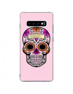 Coque Samsung S10 Plus Tête de Mort Mexicaine Rose...