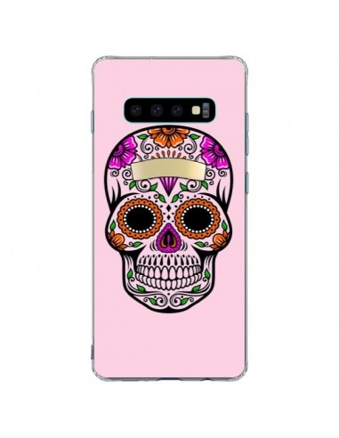 Coque Samsung S10 Plus Tête de Mort Mexicaine Rose Multicolore - Laetitia
