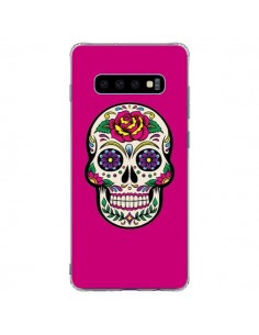 Coque Samsung S10 Plus Tête de Mort Mexicaine Rose Fushia...