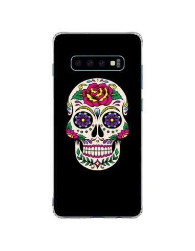 Coque Samsung S10 Plus Tête de Mort Mexicaine Multicolore Noir - Laetitia