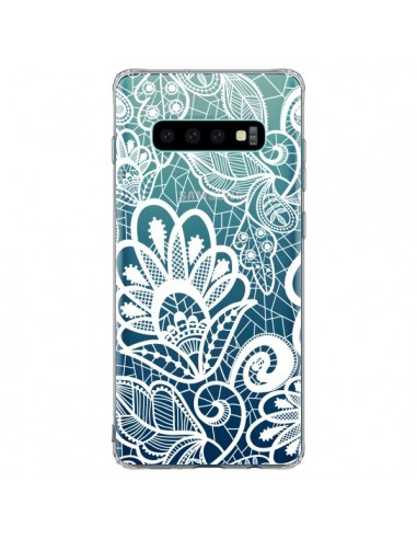 Coque Samsung S10 Plus Lace Fleur Flower Blanc Transparente - Petit Griffin