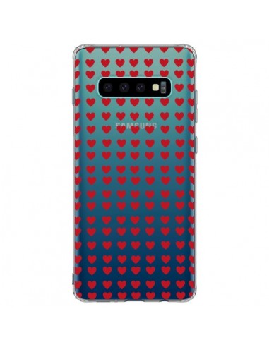 Coque Samsung S10 Plus Coeurs Heart Love Amour Red Transparente - Petit Griffin