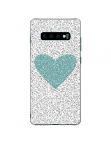 Coque Samsung S10 Plus Coeur Bleu Vert Argent Love - Mary Nesrala