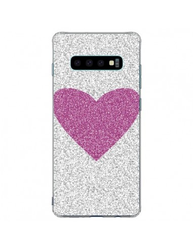 Coque Samsung S10 Plus Coeur Rose Argent Love - Mary Nesrala