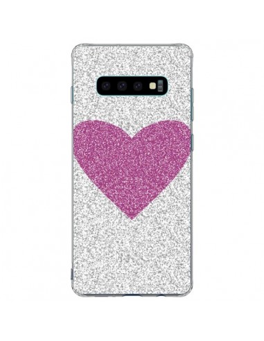 Coque Samsung S10 Plus Coeur Rose Argent Love - Mary Nesrala