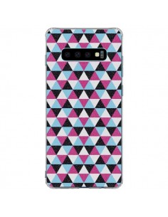 Coque Samsung S10 Plus Azteque Triangles Rose Bleu Gris -...