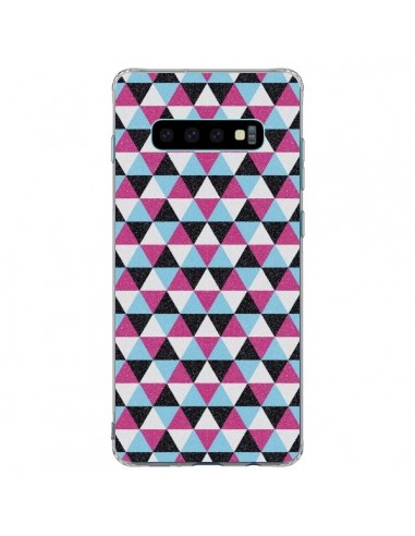 Coque Samsung S10 Plus Azteque Triangles Rose Bleu Gris - Mary Nesrala