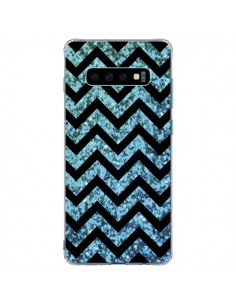 Coque Samsung S10 Plus Chevron Aqua Sparkle Triangle...