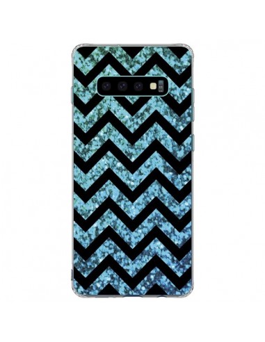 Coque Samsung S10 Plus Chevron Aqua Sparkle Triangle Azteque - Mary Nesrala