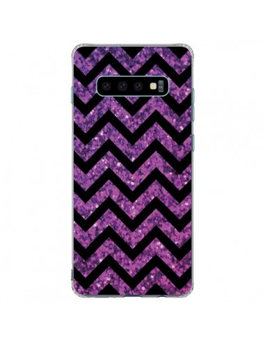 Coque Samsung S10 Plus Chevron Purple Sparkle Triangle Azteque - Mary Nesrala