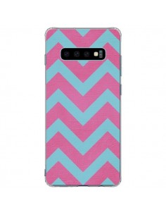 Coque Samsung S10 Plus Strawberry Chevron Rose Bleu -...