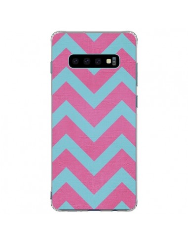 Coque Samsung S10 Plus Strawberry Chevron Rose Bleu - Mary Nesrala