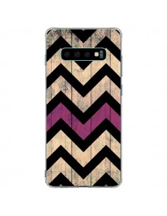 Coque Samsung S10 Plus Chevron Vintage Bois Wood - Mary...