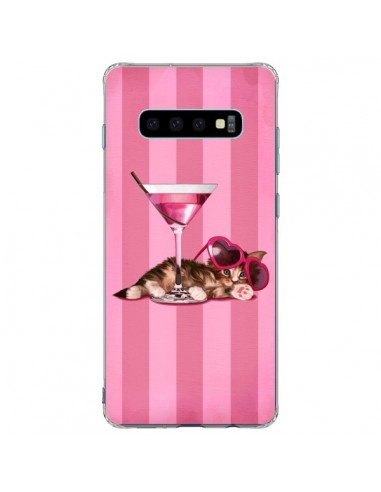 Coque Samsung S10 Plus Chaton Chat Kitten Cocktail Lunettes Coeur - Maryline Cazenave