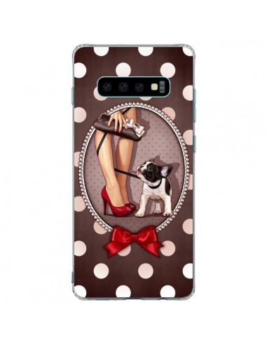 Coque Samsung S10 Plus Lady Jambes Chien Dog Pois Noeud papillon - Maryline Cazenave