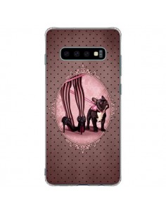Coque Samsung S10 Plus Lady Jambes Chien Dog Rose Pois...