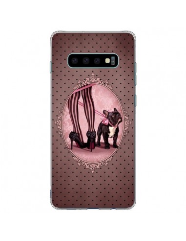 Coque Samsung S10 Plus Lady Jambes Chien Dog Rose Pois Noir - Maryline Cazenave