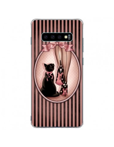Coque Samsung S10 Plus Lady Chat Noeud Papillon Pois Chaussures - Maryline Cazenave