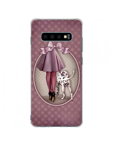 Coque Samsung S10 Plus Lady Chien Dog Dalmatien Robe Pois - Maryline Cazenave