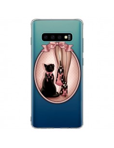 Coque Samsung S10 Plus Lady Chat Noeud Papillon Pois...