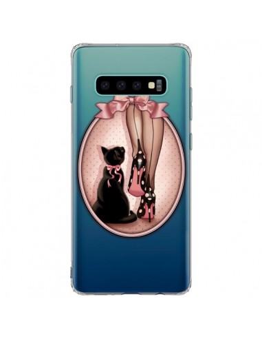 Coque Samsung S10 Plus Lady Chat Noeud Papillon Pois Chaussures Transparente - Maryline Cazenave