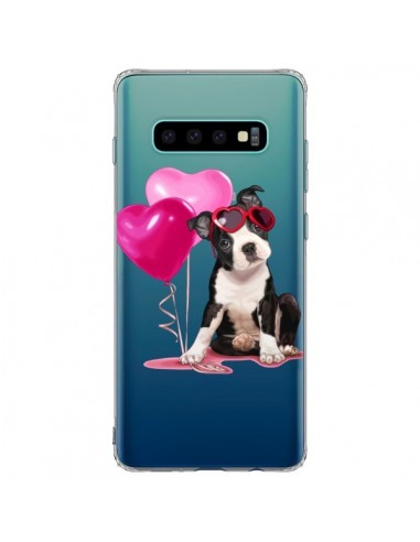 Coque Samsung S10 Plus Chien Dog Ballon Lunettes Coeur Rose Transparente - Maryline Cazenave