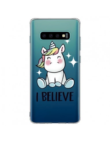 Coque Samsung S10 Plus Licorne I Believe Transparente - Maryline Cazenave