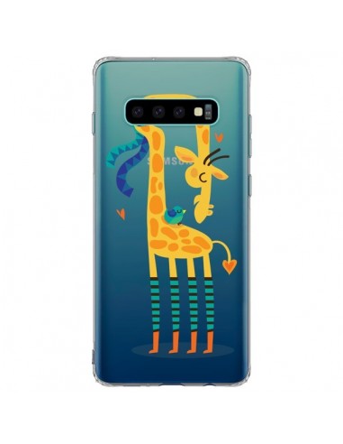 Coque Samsung S10 Plus L'oiseau et la Girafe Amour Love Transparente - Maria Jose Da Luz