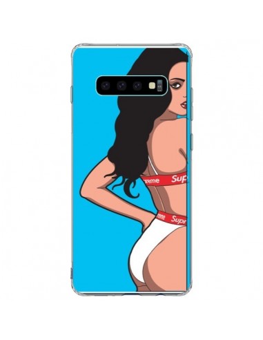 Coque Samsung S10 Plus Pop Art Femme Bleu - Mikadololo