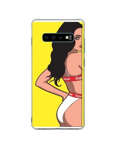 Coque Samsung S10 Plus Pop Art Femme Jaune - Mikadololo