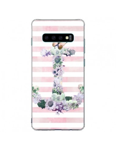 Coque Samsung S10 Plus Ancre Rose Fleurs Navire - Monica Martinez