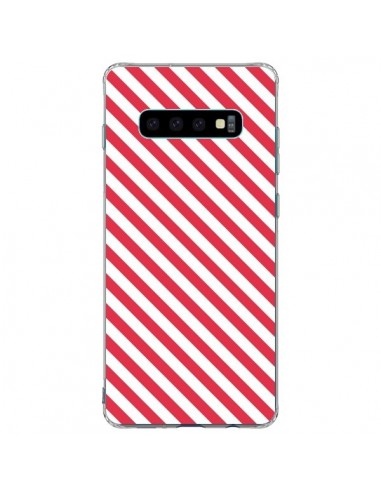 Coque Samsung S10 Plus Bonbon Candy Rose et Blanche Rayée - Nico