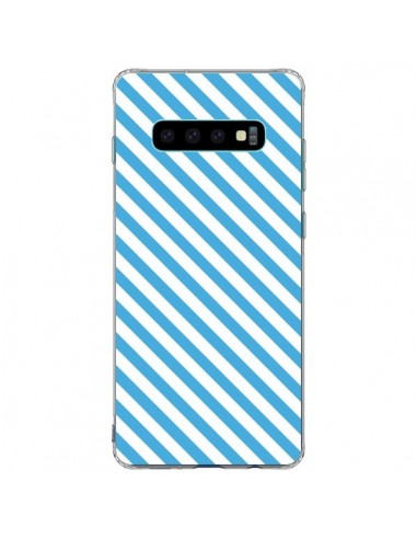 Coque Samsung S10 Plus Bonbon Candy Bleue et Blanche Rayée - Nico