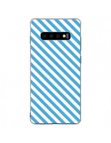 Coque Samsung S10 Plus Bonbon Candy Bleue et Blanche Rayée - Nico