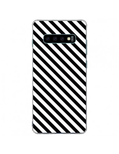 Coque Samsung S10 Plus Bonbon Candy Noire et Blanche Rayée - Nico