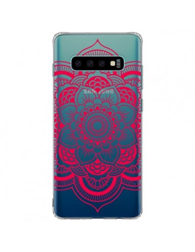 Coque Samsung S10 Plus Mandala Rose Fushia Azteque Transparente - Nico