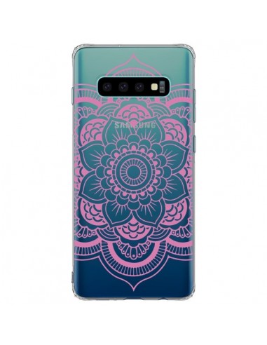 Coque Samsung S10 Plus Mandala Rose Clair Azteque Transparente - Nico