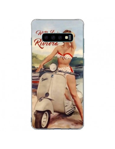 Coque Samsung S10 Plus Pin Up With Love From the Riviera Vespa Vintage - Nico