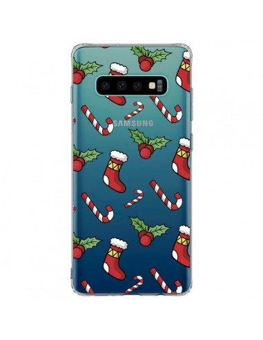 Coque Samsung S10 Plus Chaussette Sucre d'Orge Houx de Noël transparente - Nico