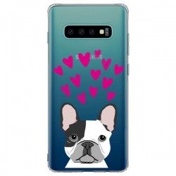 Coque Samsung S10 Plus Bulldog Français Coeurs Chien...