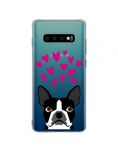 Coque Samsung S10 Plus Boston Terrier Coeurs Chien Transparente - Pet Friendly