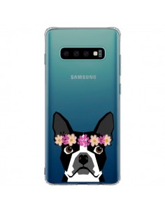Coque Samsung S10 Plus Boston Terrier Fleurs Chien...