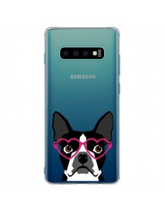 Coque Samsung S10 Plus Boston Terrier Lunettes Coeurs...