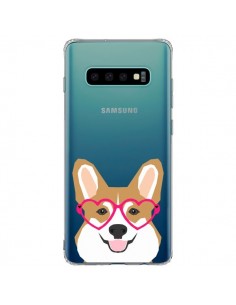 Coque Samsung S10 Plus Chien Marrant Lunettes Coeurs...