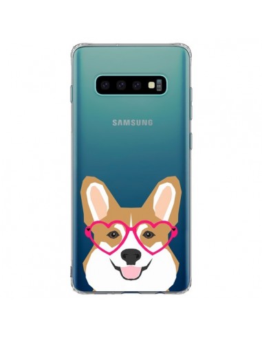 Coque Samsung S10 Plus Chien Marrant Lunettes Coeurs Transparente - Pet Friendly